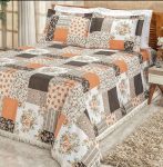 Cobre Leito la Bella Bia Enxovais Patchwork Laranja Queen Tecido