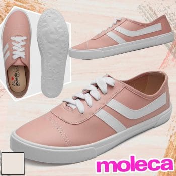 Tênis Moleca Listra Lateral Feminino – Rosa Claro