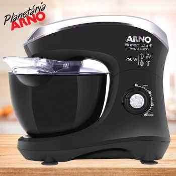 Batedeira Planetária Arno Superchef Inox 750W Preta Km11