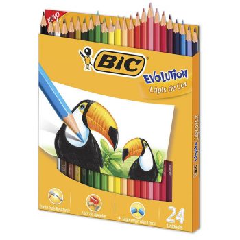 Lápis de Cor Sextavado, BIC, Evolution, 902638, 24 Cores