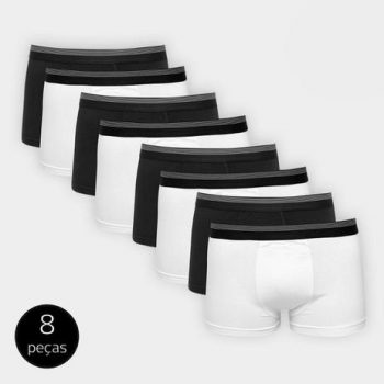 Kit Cueca Boxer UNW Elástico Listras 8 Peças