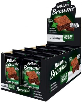 Display de Brownie Chocolate com Menta Sem açúcar Sem glúten Sem lactose BeLive 10 unidades de 40g