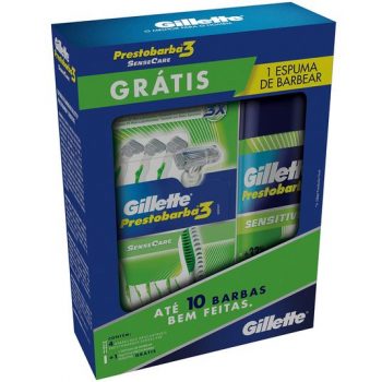 Kit Aparelho de Barbear Gillette Prestobarba3 Sensecare c/4 Unidades - Grátis Mini Espuma