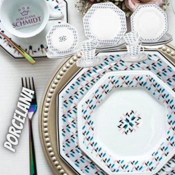 Aparelho de Jantar 20 Peças Porcelana Schmidt - Octogonal Mantiqueira