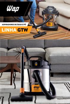 Aspirador de Pó e Água WAP GTW INOX 12 1400W 12 Litros 160 mbar Barril Aço Inox com Soprador 127V