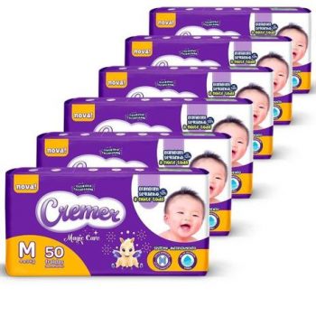 Fralda Descartável Cremer Disney Baby Mega Média 6 Pacotes com 50 Tiras