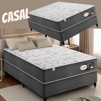 Cama Box Casal Plumatex Conjugada de Mola - 55x138x188cm Lottus Superlastic