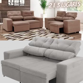 Conjunto de Sofás 2 e 3 Lugares Retrátil e - Reclinável Phormatta Evolution SMP