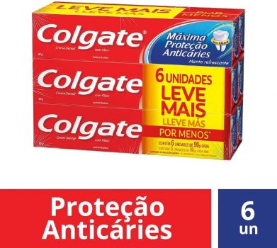 Creme Dental Colgate Máxima Proteção Anticáries 90G Promo Leve Mais Por Menos 6Un