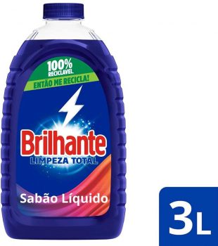 Detergente Líquido Brilhante Roupas Brancas e Coloridas 3l