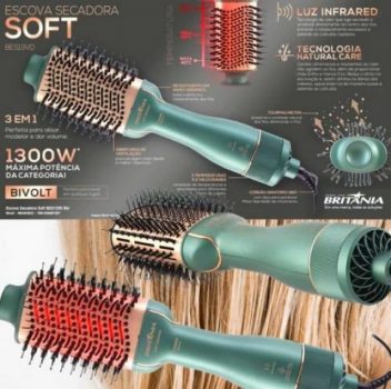 Escova Secadora Britania Soft BES13VD Verde Bivolt 1300W Bivolt