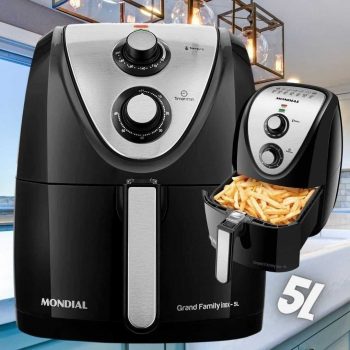 Fritadeira sem Óleo Air Fryer Mondial AFN-50 BI Grand Family Inox 5L Preta - 127V