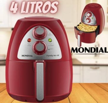 Fritadeira Sem Óleo Mondial, Family Inox-Red - 4L, 110V, 1500W - AF-14-4L
