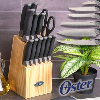 Jogo de Facas de Aço Inoxidável Oster Lindbergh, 14 Peças, Preto