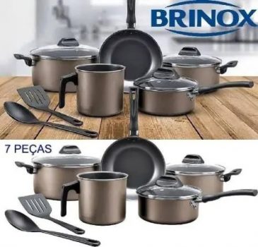 Jogo de Panelas Cacau, 7Pcs, Brinox, Fendi