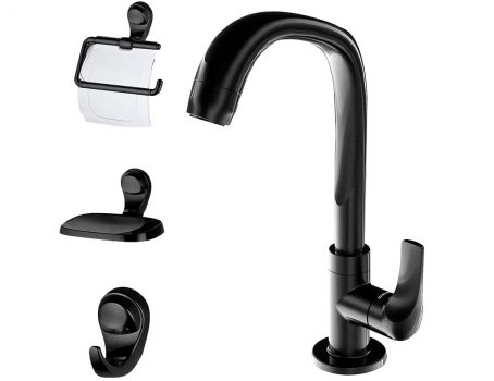 Kit Acessório Banheiro e Torneira 4 peças Fitt 2004 F61 Preto’ 7140095 LORENZETTI