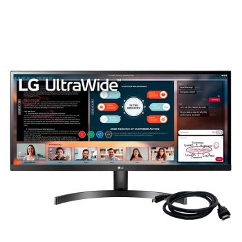 KIT Monitor LG 29' IPS, Ultra Wide, Full HD, HDMI, VESA, Ajuste de Ângulo, HDR 10, 99% sRGB, FreeSync + Cabo Husky Technologies, Preto HDMI 2.1