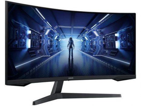 Monitor Gamer Curvo Samsung Odyssey 34", Ultra WQHD, 165Hz, 1ms, tela ultrawide, HDMI, Display Port, Freesync Premium, preto, série G5 LC34G55TWWLXZD