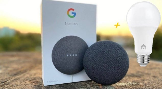 Google Nest Mini 2ª Geração - Carvão + Smart Lâmpada Wifi - Positivo