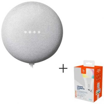 Nest Mini (2ª geração): Smart Speaker + Lâmpada LED Inteligente RGB+W 2700-6500K Wi-Fi + Bluetooth - HI GEONAV