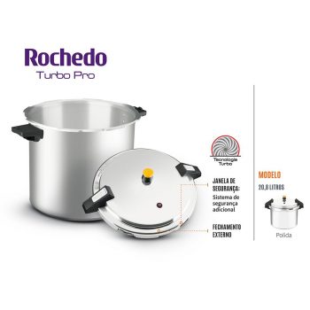 Panela de Pressão Rochedo Turbo Pro com Fechamento Externo - 20,8 L
