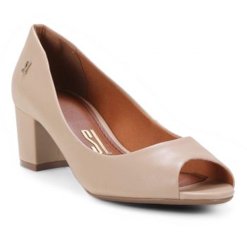Peep Toe Couro Santa Lolla Bistrô Salto Bloco
