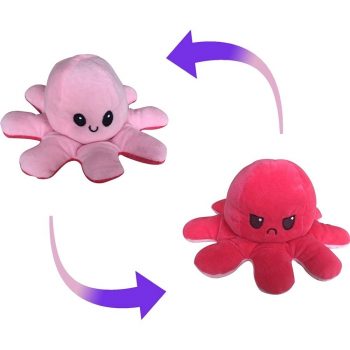 Pelúcia com Humor Reversível Polvo Rosa - brink+