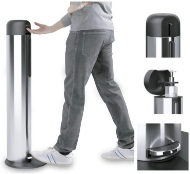 Brinox Dercoline 3039/200 Dispenser para Álcool Gel com Pedal, 1L, Prata (Aço Inox)
