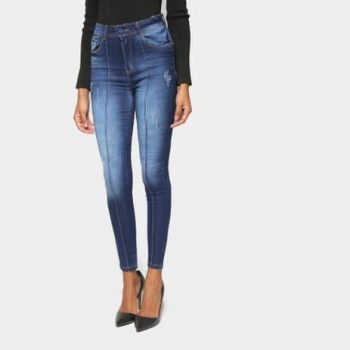 Calça Jeans Jezzian Skinny Estonada Feminina - Jezzian Jeans