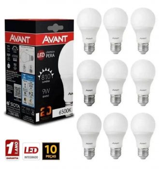 Kit 10 Lâmpadas Pera Led 9w 6500k 810 Lumens Bulbo Soquete E27 Bivolt - AVANT