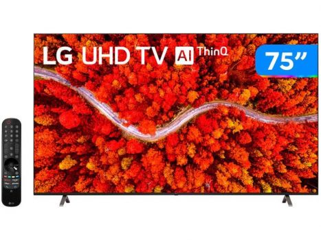 Smart TV 75” Ultra HD 4K LED LG 75UP8050 - 60Hz Wi-Fi e Bluetooth Alexa 4 HDMI 2 USB