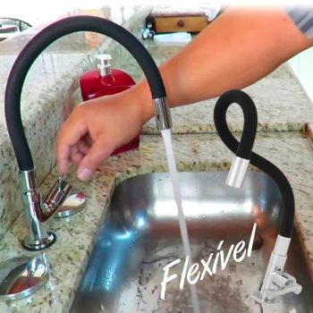 Torneira para Cozinha Gourmet de Mesa Nell - Flexível Cromada e Preta AM02