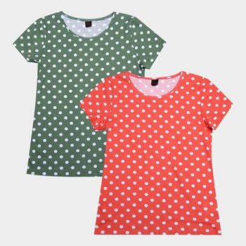 Kit Camiseta Básica Poá c/ 2 Peças Feminina - Básicos