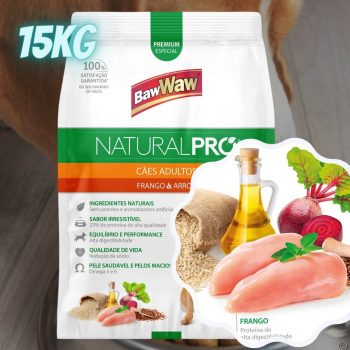 Ração Baw Waw Natural Pro para cães adultos sabor Frango e Arroz - 15kg
