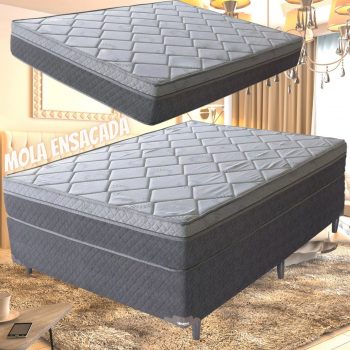 Cama Box Casal (Box + Colchão) Umaflex - Mola Ensacada 54cm New Zurique