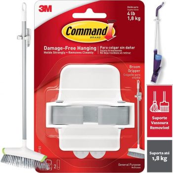 3M, Command, Suporte Adesivo Para Vassouras, Branco, Grande, 1 Unidade
