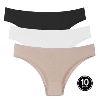 Kit 10 Calcinha de Algodão Sortida Comfort Cotton Feminina A10 - QLC SPORT