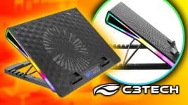 Base Para notebook C3Tech NBC-500BK 17,3" Preto Gamer Led RGB - Refrigerada Com Cooler 185mm controle da velocidade dos Fan ate 6 opcoes, com regulagem de altura em 5 posicoes.