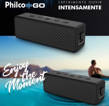 Caixa de Som Bluetooth Philco Go Speaker PBS25BT 25W USB com Classificação IPX7 à Prova D'Água com até 15 Horas de Bateria - Preto