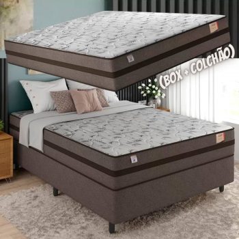 Cama Box Casal (Box + Colchão) Plumatex Mola - 62cm de Altura
