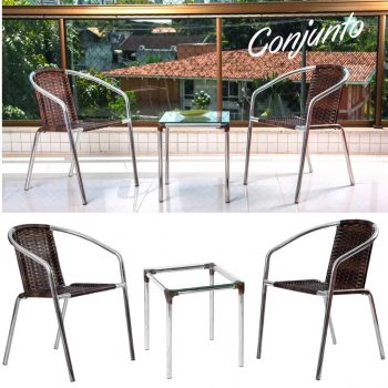 Conjunto de Mesa para Área Externa Alumínio - 2 Cadeiras Alegro Móveis Angélica