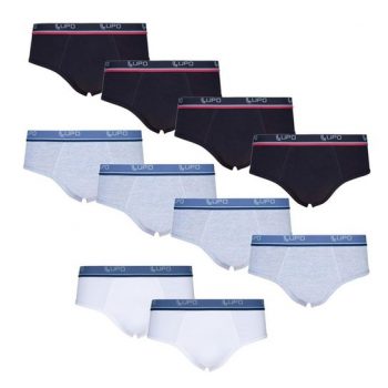 Kit com 10 Cuecas Slip em Algodão, Lupo, Masculino