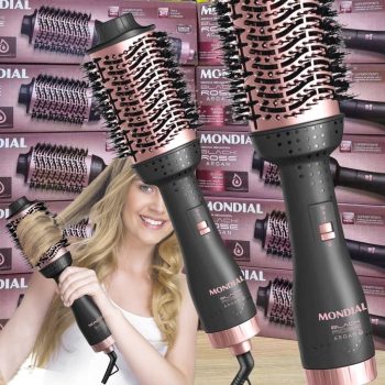 Escova Secadora Mondial Argan ES-14 com Cabo Giratório Black Rose 1200W