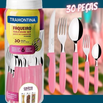 Faqueiro Inox 30 peças Ipanema Rosa Tramontina