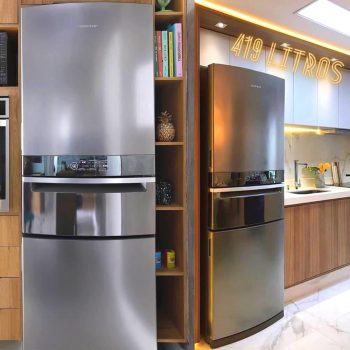 Refrigerador Brastemp Inverse 419L 3 Portas Frost Free Inox 220V BRY59BK