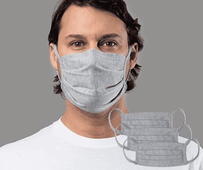 Kit 3 Máscaras 3 Pregas Algodão, Mash, Unissex