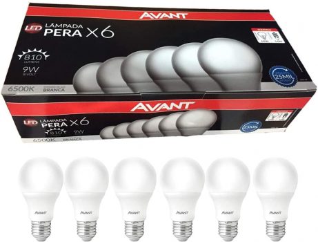Kit 6 Lâmpada Led 9w Bulbo Soquete E27 Bivolt Casa Comércio, Avant, PERA LED A60, serie YS