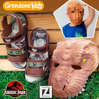 Kit Sandália Infantil Grendene Kids Jurassic World Masculina + Máscara