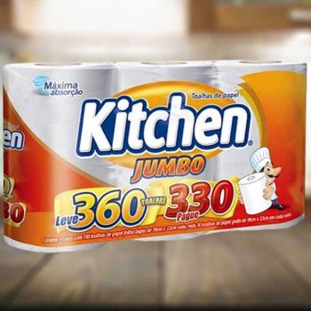 Papel Toalha Folha Dupla Kitchen Jumbo - 3 Unidades