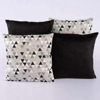 Kit c/ 4 Almofadas Cheias Decorativas Triângulo Preto/Cinza